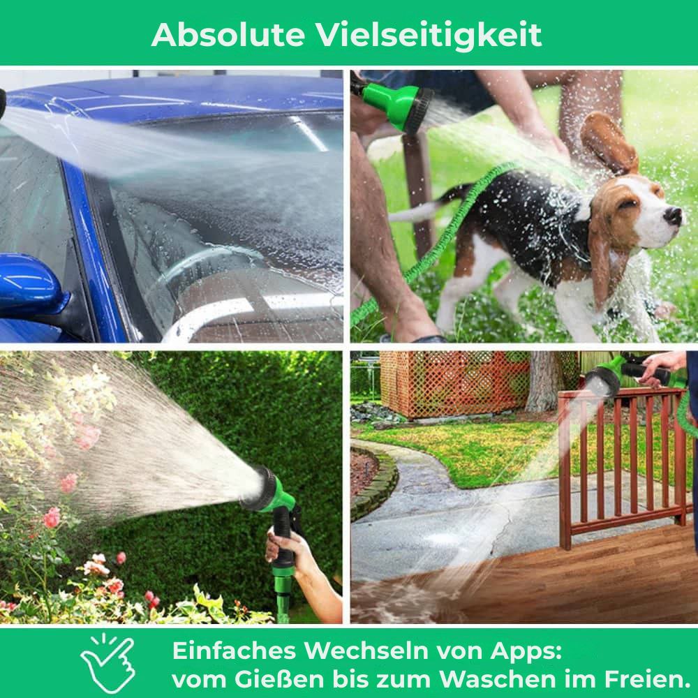 Aquaflex|Ausziehbarer Gartenschlauch|8 Hochdruck-Sprühmodi