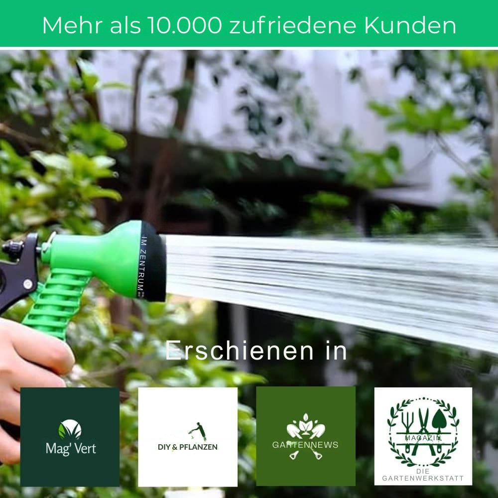 Aquaflex|Ausziehbarer Gartenschlauch|8 Hochdruck-Sprühmodi