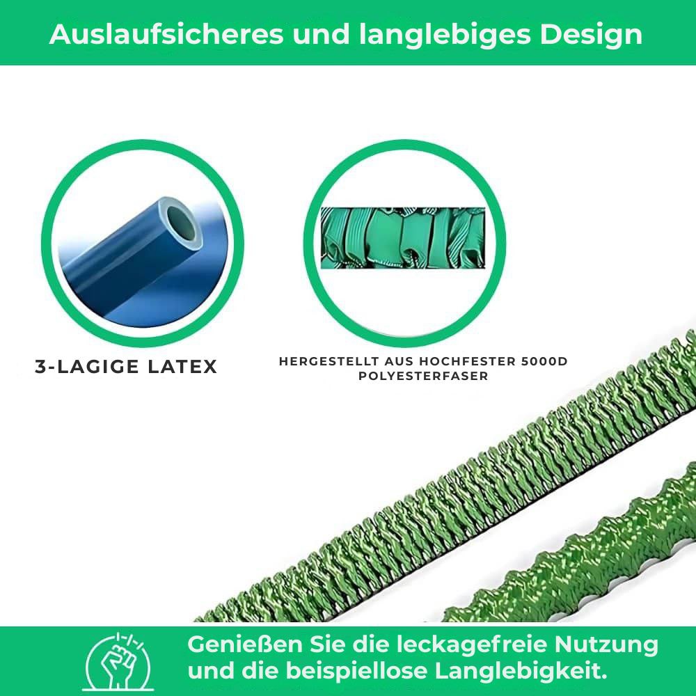 Aquaflex|Ausziehbarer Gartenschlauch|8 Hochdruck-Sprühmodi